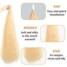 38英寸合成馬尾彈性包圍馬尾,長波浪分層合成金色假馬尾髮套,女性髮套延伸 - 金色 - 查看 3