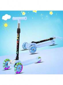 Scooter  De Juguete  ligero y plegable, patinete con altura ajustable para ejercitar equilibrio y coordinación. Con luces multicolor ,patinetas para niñas patinete niño scooters patin del diablo niño - Azul - Ver 1