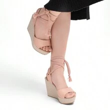 Women Heeled Sandals - Màu be - Xem 3