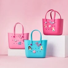 Miniso Túi tote họa tiết hoạt hình Barbie Shining Collection Hole Túi đựng đồ ăn trưa đi học Túi dã ngoại du lịch di động (Màu hồng) - Màu Hồng baby - Xem 9
