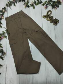 PANTS WITH RIGID GABARDINE CARGO BAGS - Redwood - View 2