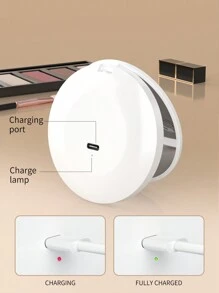 Rechargeable Portable LED Makeup Mirror, Solid Color Light Handheld 2X Magnifying Mirror, Adjustable Fill Light, Compact Foldable With Light - White - View 5