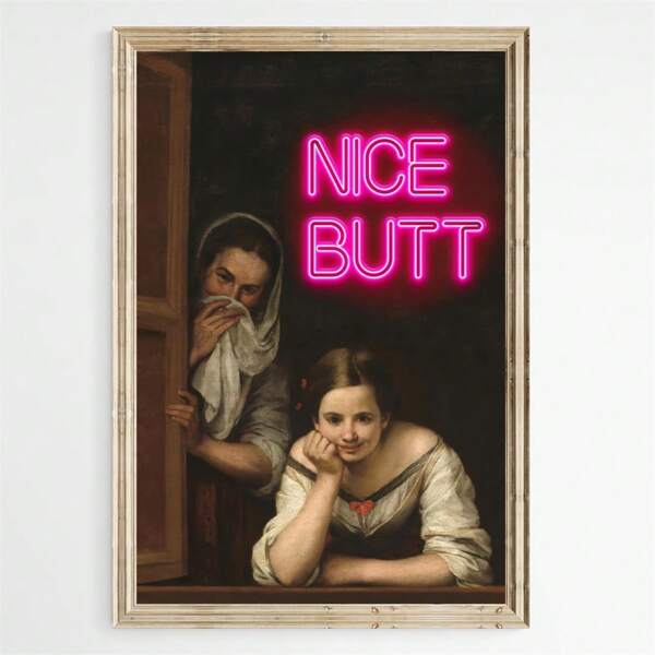 1pc Funny Bathroom Poster Eclectic Wall Art, Vintage  Painting Print Gallery Wall Set, Antique Baroque Oil Painting, Idea Poster, Wall Art Wall Decor, Home Decor,  No Frame