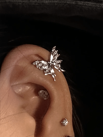 1pc Rhinestone Decor Butterfly Wing Shaped Ear Cuff