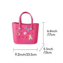 Miniso Barbie Shining Collection Hole Cartoon Pattern Tote Bag School Lunch Bag Portable Travel Picnic Bag (Barbie Pink) - Pink - View 8