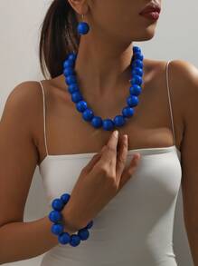 4pcs/Set Beaded Necklace & Pendant Set For Women With Unique, Fashionable, Exaggerated, And Retro Style - Buddhist Bead Jewelry Set - View 13