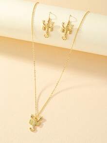 1套座怪味蠍形金屬耳饰和項鍊珠寶套裝,適合女性日常佩戴、旅行、街拍、派對、節日 - 蝎子首飾套裝 - 查看 2