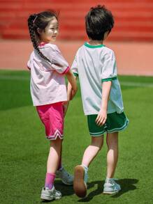 Annil Tween Girl Clothing Summer Versatile Casual Sports T-Shirt Shorts Letter Print Suit 2-Piece Set White - White - View 2