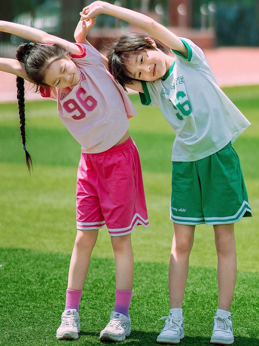 Annil Tween Girl Clothing Summer Versatile Casual Sports T-Shirt Shorts Letter Print Suit 2-Piece Set White - White - View 1