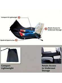 1 件飞机脚凳、旅行床、防滑设计的飞机脚吊床、飞机座椅延长器、便携式飞机旅行配件、适用于办公室飞机和家庭旅行休息用品的便携式飞机吊床旅行用品睡眠帮助度假配件假日舒适睡眠器适用于旅行露营办公室配件旅行飞机 - 黑色 - 查看 2