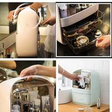 Makeup Storage Box, High Capacity Dust Proof With Lid Transparent Sorting Container, Skincare Products Organizer, Desktop Storage Cabinet - Pure Powder - View 6