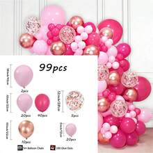 粉色蝴蝶結生日派對裝飾套裝,粉金色氣球花環拱門套裝,生日快樂蝴蝶結鋁箔氣球 - 粉色 - 查看 7