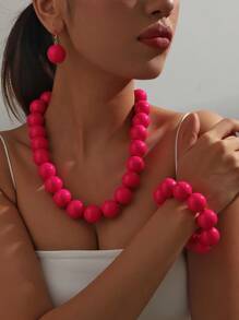 4pcs/Set Beaded Necklace & Pendant Set For Women With Unique, Fashionable, Exaggerated, And Retro Style - Buddhist Bead Jewelry Set - View 5