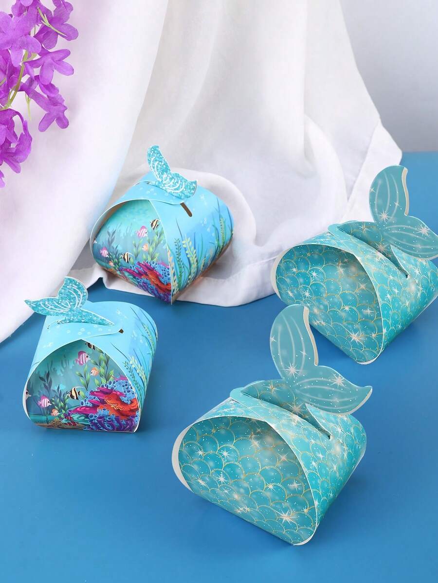 10pcs Mermaid Themed Gift Packaging Boxes - Multicolor - View 1