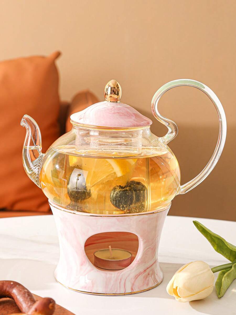Sang trọng Tiếng Anh Phong cách Ly Hoa Ấm pha trà Với Gốm sứ Ấm áp hơn , Một Ấm pha trà Với Một Ấm áp hơn - Hồng - Xem 1
