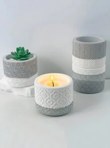 Moldes de silicona, resina epoxi, cemento y yeso de patrones en relieve de escamas de peces, hojas y flores para tazas y soportes de velas de aromaterapia, ollas y moldes para macetas de decoración del hogar - molde de silicona blanco - Ver 5
