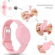2 Pack Waterproof Airtag Bracelet, Compatible With Apple AirTag, Soft Adjustable Airtag Wristband, Airtag Watch Band For Kids Toddlers Babies Elderly(AirTag Not Included) - Light Blue & Pink - View 5