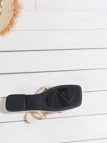 女士新款熱帶假日風格扁蝴蝶3d印花涼鞋夾腳拖 - 藍色 - 查看 6