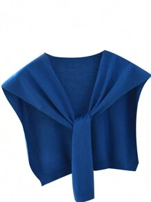 1 件女用糖果色針織披肩休閒彈性防風保暖圍巾時尚斗篷開襟衫 - 彩色 - 查看 19