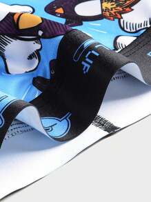 男士4入組卡通印花時尚透氣短褲 - 彩色 - 查看 5