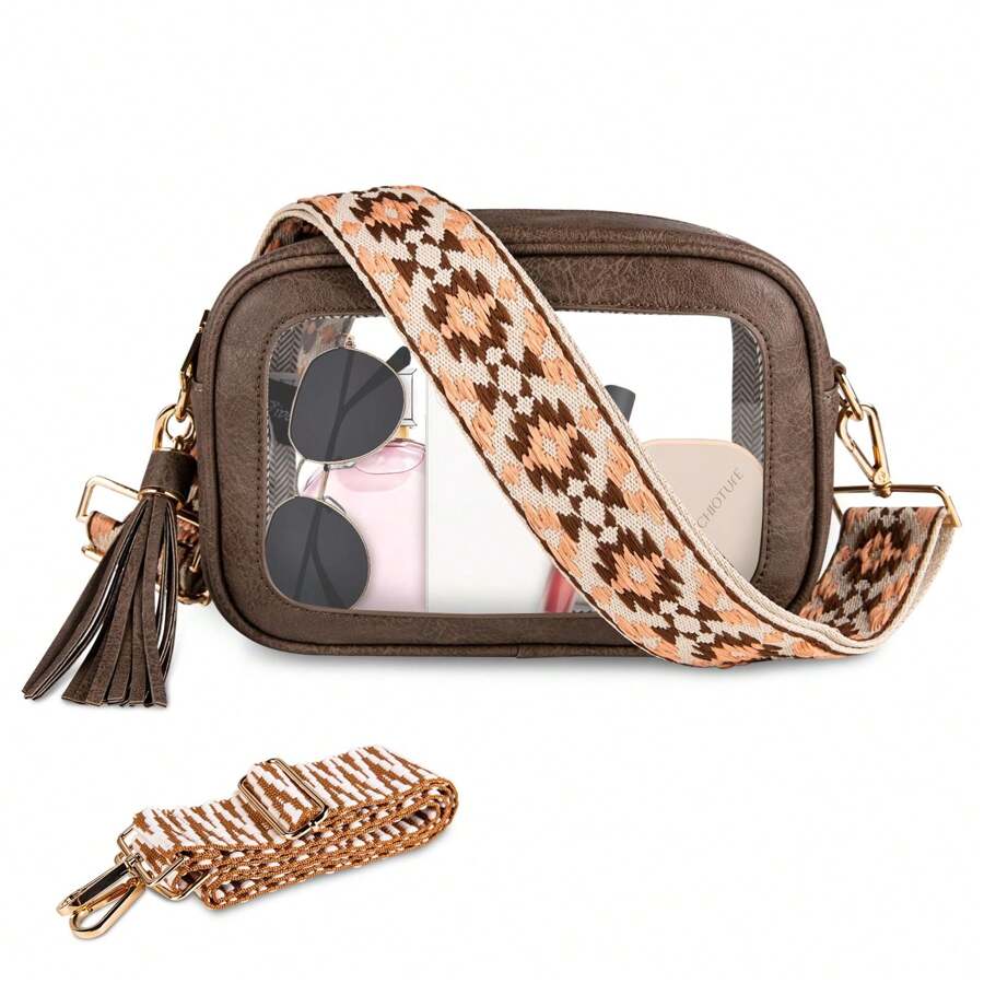 Bolsos cruzados de mujer Flecos Ajustable Deportivo De moda - Marron oscuro - Ver 1