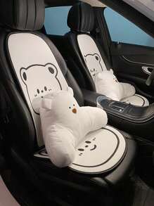 1件装汽车座垫，夏季冰丝可爱通用汽车座套，女性后座汽车三件套。 - 小熊 - 查看 5