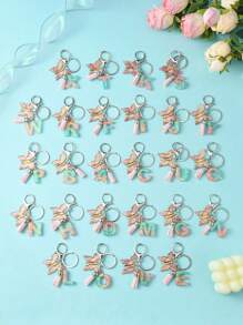 Elegant 1pc Initial Butterfly Tassel Zinc Alloy Keychain, Suitable For Backpack, Mobile Phone Case, Car Key, Etc. - Multicolor - View 3