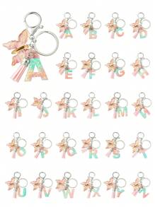 Elegant 1pc Initial Butterfly Tassel Zinc Alloy Keychain, Suitable For Backpack, Mobile Phone Case, Car Key, Etc. - Multicolor - View 1