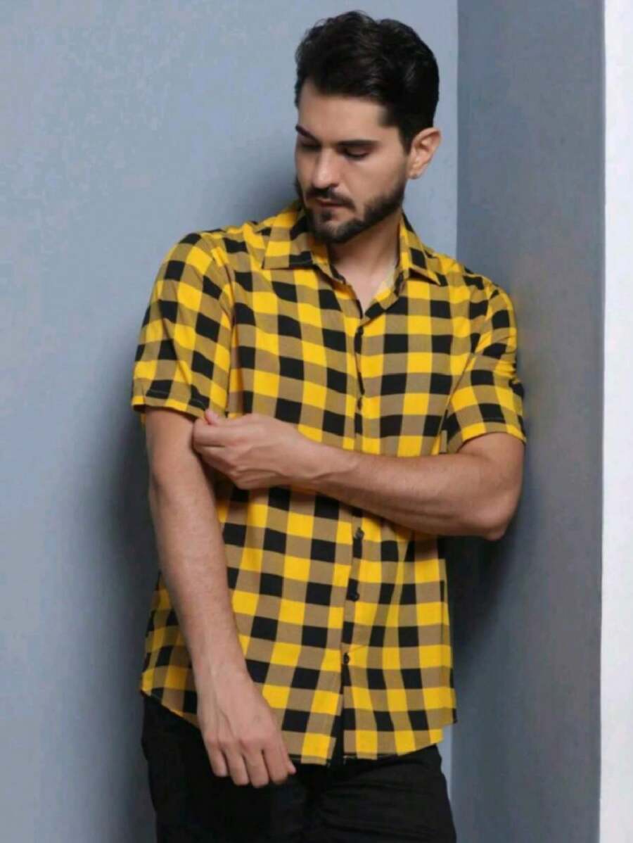 Men Shirts - 黃色 - 查看 1