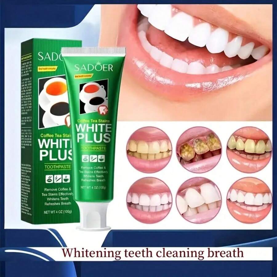 咖啡美白牙膏,清除牙垢,清潔口腔,清新口氣,美白牙齒 - 白色 - 查看 1