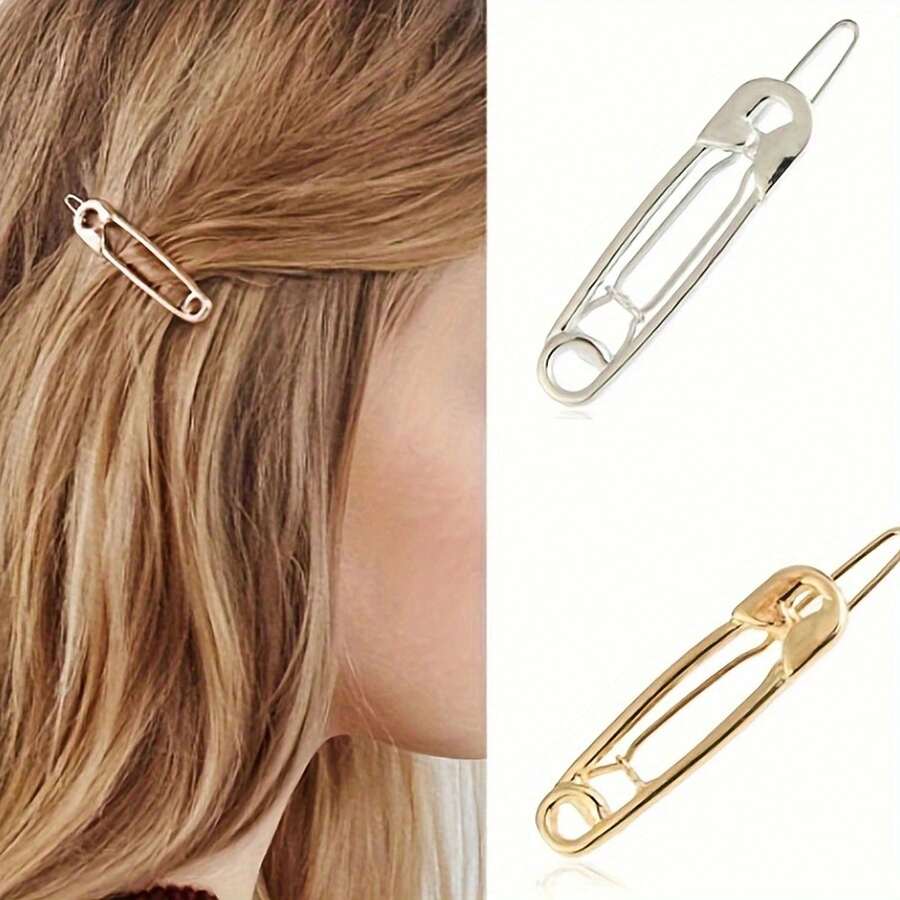 1 cái/2 cái Thanh tú Và Dễ thương Kim loại Chiếc kẹp tóc , Phụ kiện tóc , Kẹp tóc Với Đơn giản Cạnh Đối với phụ nữ - Nhiều màu - Xem 1