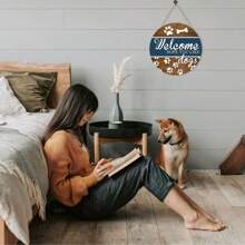 1 件木製藝術裝飾前門歡迎標牌,鄉村風格圓形前門歡迎標牌,門廊裝飾圓形木製懸掛標牌,農舍裝飾喬遷禮物,創意裝飾標牌,家居裝飾品,尺寸：8*8 英寸 - 多色3 - 查看 6