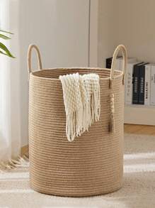 1 Miếng Dung lượng lớn Gấp lại Dệt Đồ chơi Giỏ lưu trữ , Giỏ đựng đồ giặt Rổ , Em bé Sản phẩm Hộp đựng - Màu Khaki - Xem 3