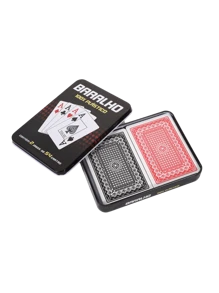 2 张/套塑料扑克牌，小文字，金属锡盒，5.7*8.7 英寸，创意，高端礼品，红黑混色，25 毫米，BARALHO，家庭娱乐，家庭聚会，数字识别，游戏，可洗，防水，100% 塑料，情人节礼物，婚礼游戏，情侣游戏 - 白色 - 查看 1