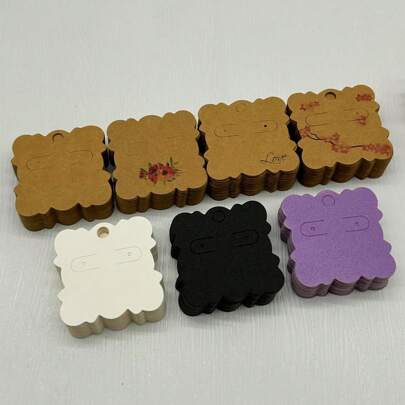 50pcs/Pack 5x5cm Paper Card For Earring Packaging, Jewelry Display Card With Love Ear Rings Words