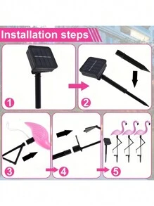 3pcs  Solar Light Flamingo IP55 Waterproof LED Rose Flamingo Stake Light Landscape Ground Lamp, For Outdoor Wedding Pathway Garden Decor Halloween Christmas Thanksgiving Gift