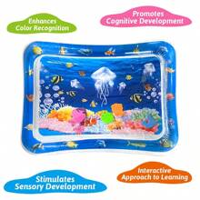 1 pieza Piscina inflable con juegos de playa de verano, juegos de agua al aire libre, juguete sensorial inflable, juegos de fiesta adultos adecuados para Halloween/Navidad/Acción de Gracias con forma de medusa oceánica - Azul - Ver 4