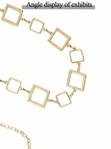 Street 1pcAdjustable Metal Square Waist Chain Belt Body Chain Suitable For Ladies And Girls Dress Dress Jeans Pants Belt Fashion Accessories Halloween Summer, School Fall, Autumn, Halloween - Gold - View 3