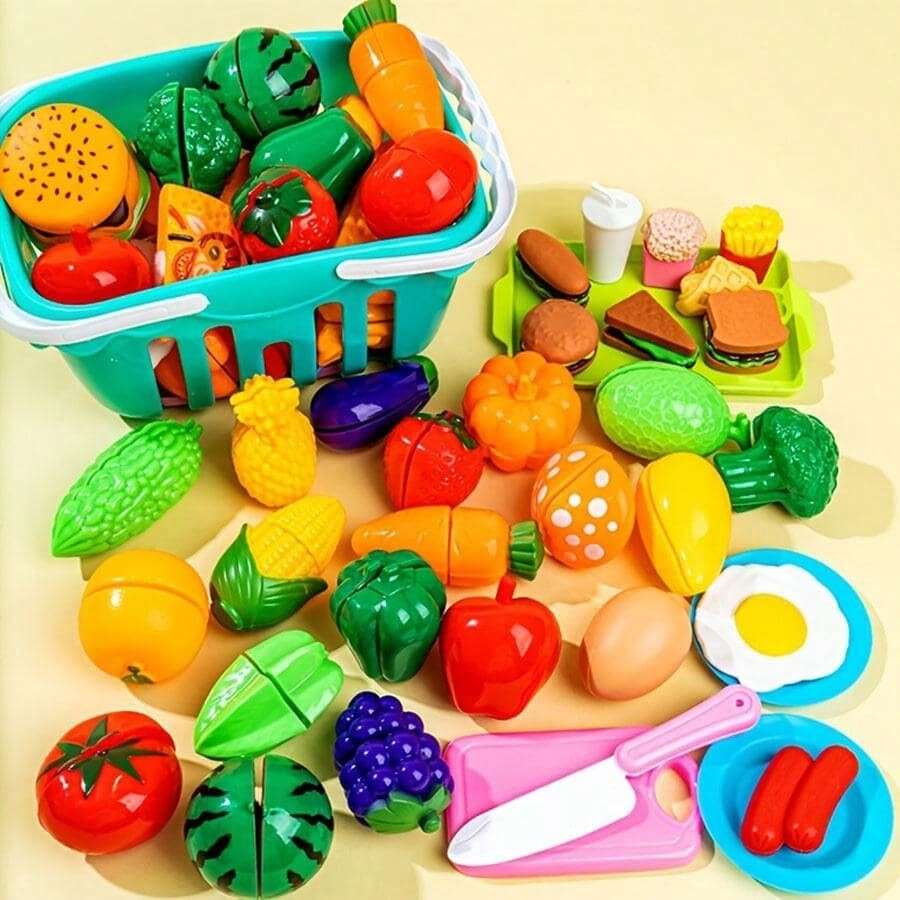 1set Plastic Kitchen Cutting Cooking Food Toy, Funny Kitchen Playing Toy For Kids
