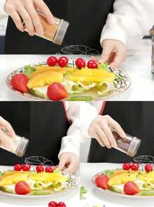 Set de Especieros Giratorio de Acero Inoxidable 6pzas,Especiero cristal 6 piezas giratoria 100ml - transparente - Ver 5