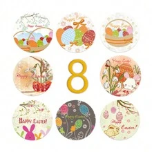 500入組捲式紙質復活節兔紙貼紙,禮品封條標籤,自粘貼紙 - 彩色 - 查看 3