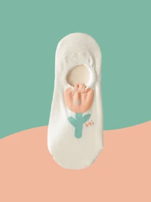 6 pares de calcetines invisibles para mujer con estampado floral blanco y morado, bajo empeine, seda de vidrio, transpirables, de estilo dulce y casual, para uso diario