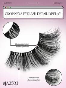 GROINNEYA 10 Cặp Mi Giả Dải Trong Suốt, Kiểu Mắt Mèo Ngắn Mềm Mịn 3D Giả Lông Chồn, Tạo Vẻ Ngoài Tự Nhiên (JA2503) - màu đen - Xem 5