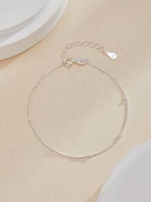 1入組女用純銀珠子手鍊,適合日常佩戴 - 銀色 - 查看 4