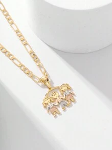 1件经典低敏铜质时尚3D三色镀层三兄妹家庭吊坠项链，适合作为母亲/兄弟姐妹/情人节情侣/朋友/教父母的礼物，也适合天主教初领圣体、日常及节日佩戴祈祷。 - 金黃色 - 查看 2