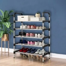 LIVINGANDHOME Living And Home 3-6 Tier Metal Shoe Rack (Space-Saving Ventilated Organizer) - Slim Standing Shoe Shelf For Entryway, Closet & Bedroom