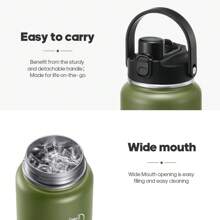 Insulated Water Bottle With 2-In-1 Lid (Chug Lid/Straw Lid),40oz/64oz Double Walled Vacuum Stainless Steel Water Bottles, Water Jug With Straw, Wide Mouth Insulated - 橄欖綠 - 查看 5