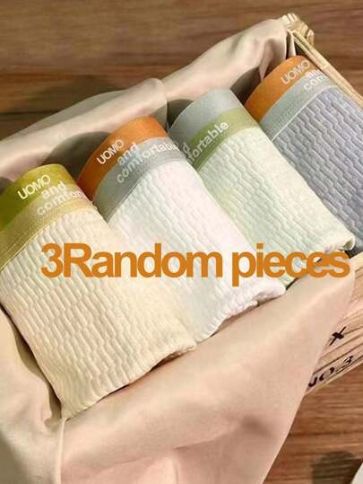 Conjunto De 3 Boxer Briefs Sencillos Y De Moda Para Hombre En Estilos Aleatorios, Adecuado Para Hogar, Deporte, Ropa Interior Cómoda, Suave Y Transpirable