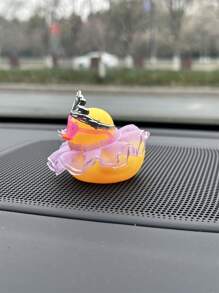 1pc Cute Duck Shaped Car Dashboard Decor - Yellow - View 3