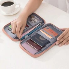 防水护照夹、多功能卡包、旅行证件收纳包、便携式旅行袋、文件整理包、旅行配件、旅行钱包、护照夹、护照钱包、沙滩度假包、夏季圣诞假期 - 珊瑚橙 - 查看 4